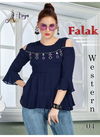 Navy Blue Arya Falak Western Cotton Embroidery Work Designer Party Wear Tops 04